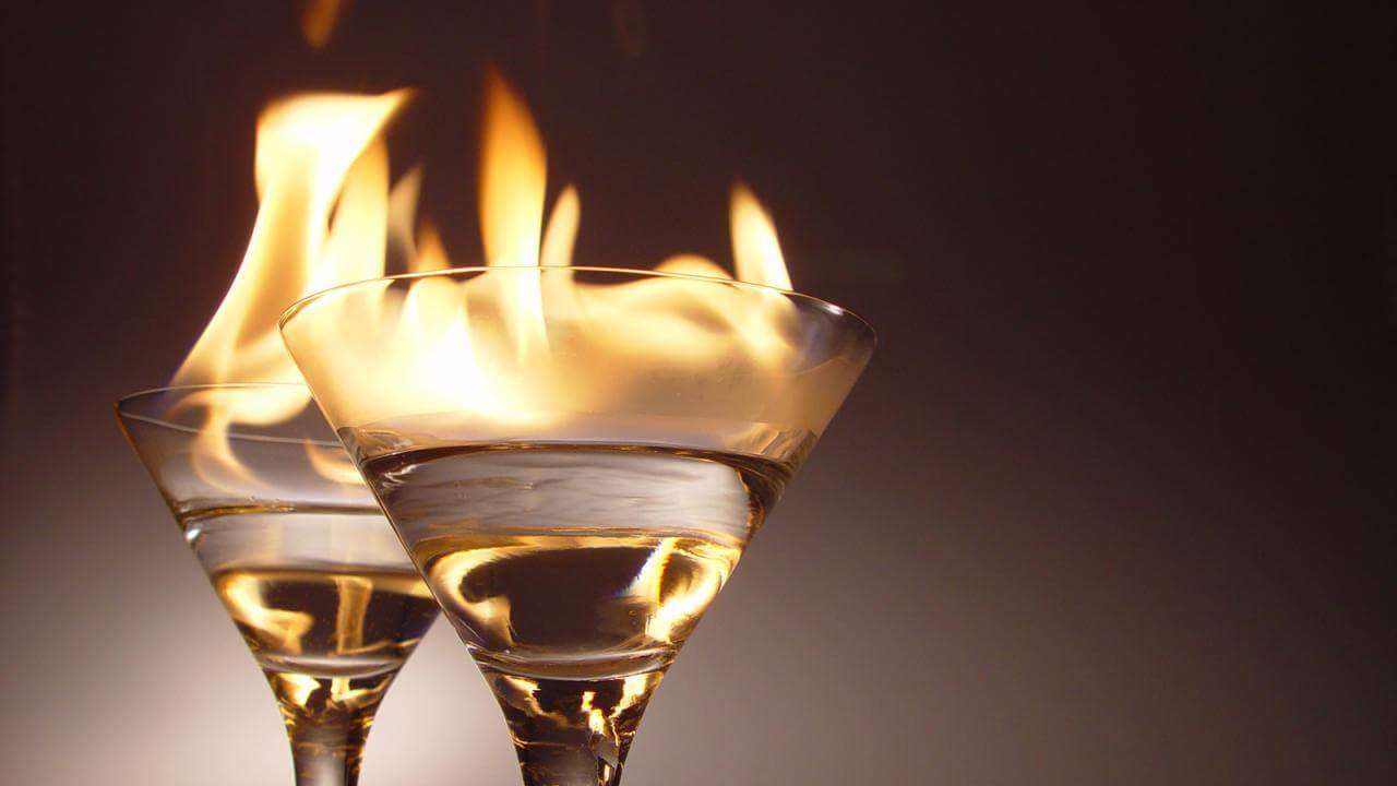 flaming martini glasses
